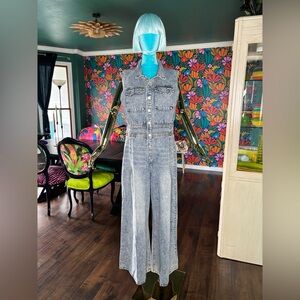 Denim Wide Leg Retro Boho Sleeveless Women's Jumpsuit